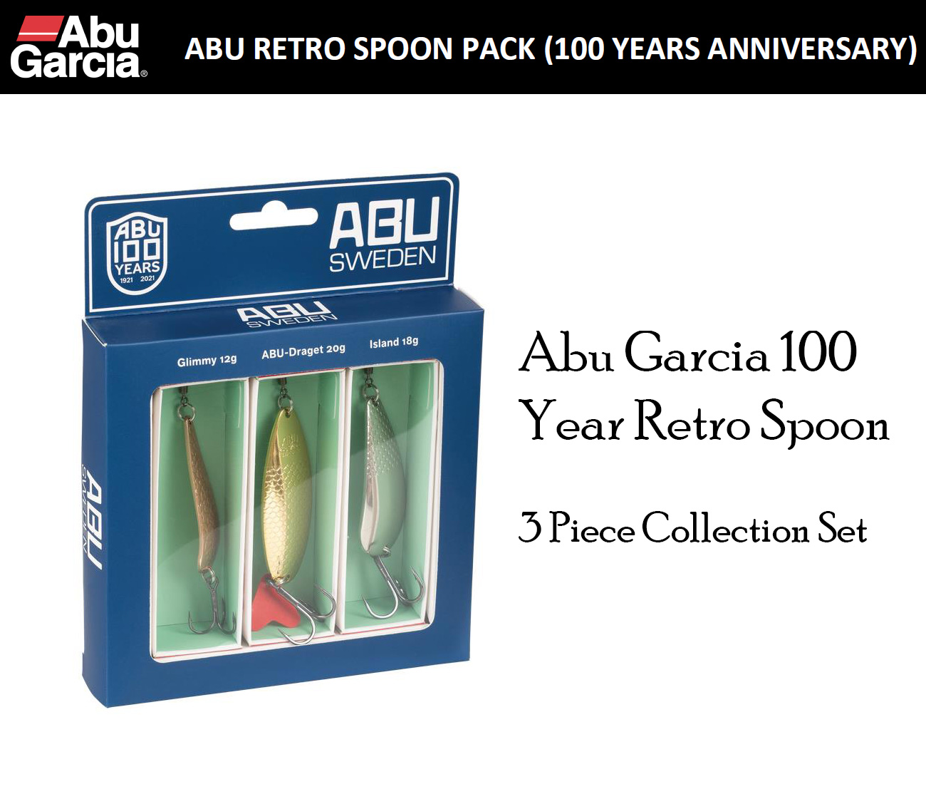 Abu Garcia 100 Years Anniversary Retro Spoon Collection, Abu Garcia spoons, abu garcia fishing spoons, fishing spoons, abu garcia collection